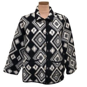Vintage Jane Ashley Blazer Size 14 Black Tribal Southwest Pattern